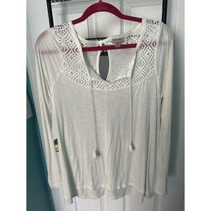 Cape Juby Womens Long Sleeve Blouse White Size M Lightly Worn